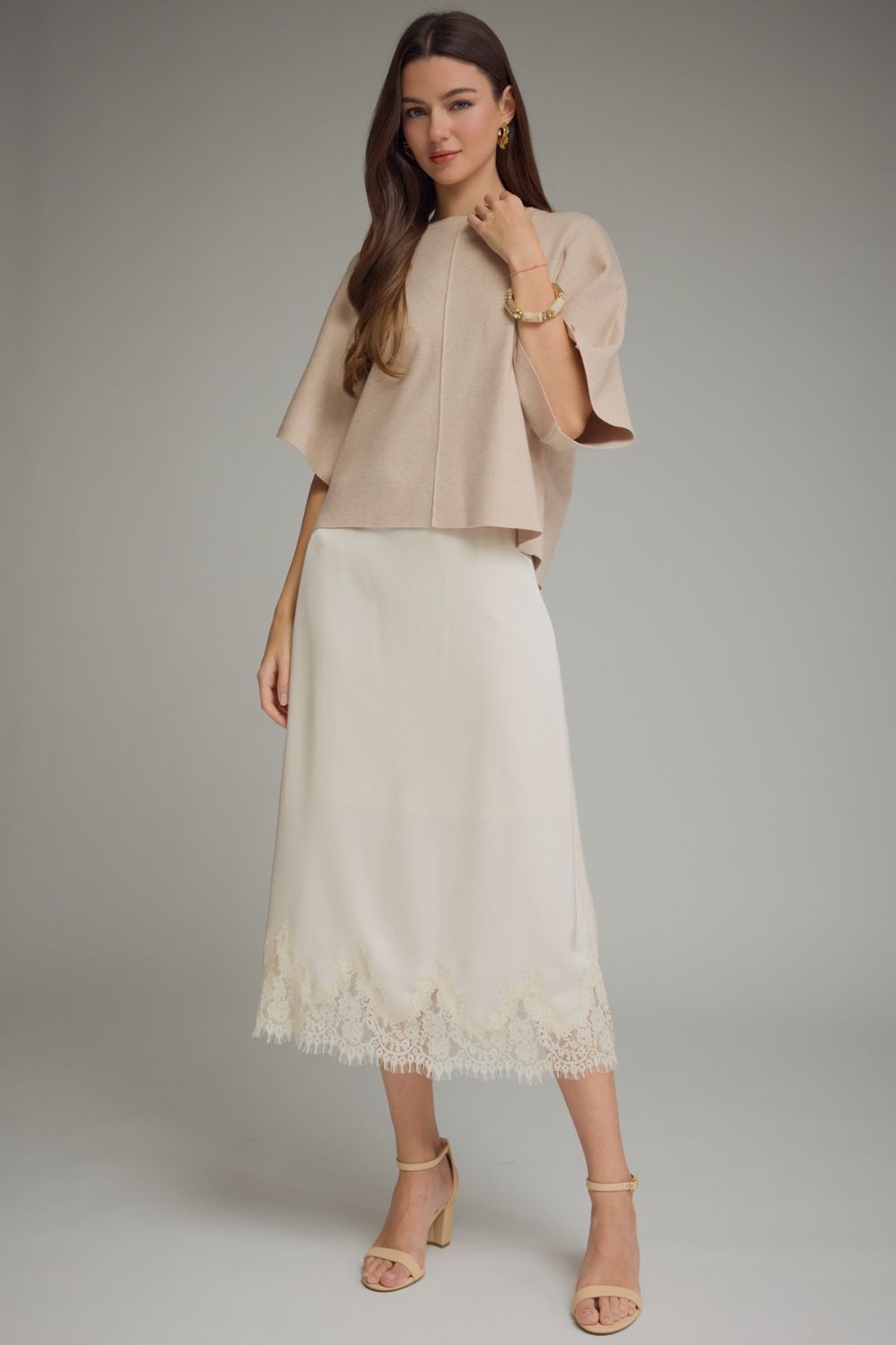 Short Sleeve Knit Top-Oatmeal