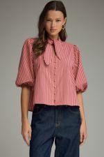 Short Sleeve Wine Striped Top