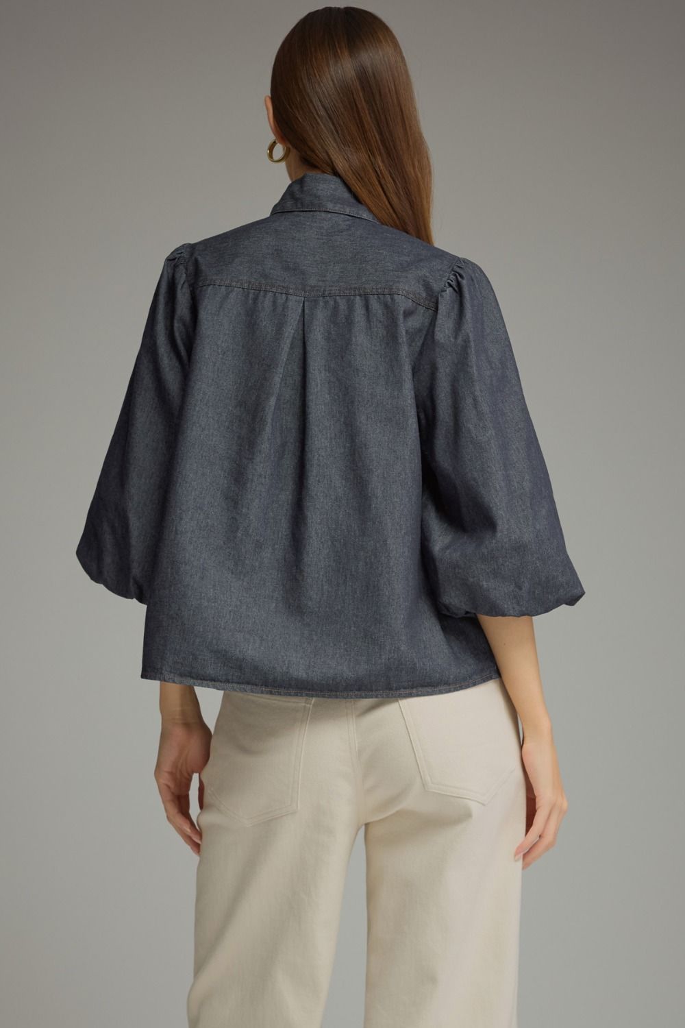 Dark Denim Puff Sleeve Top