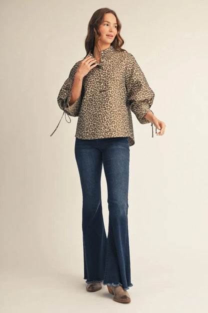 3/4 Sleeve Leopard Top