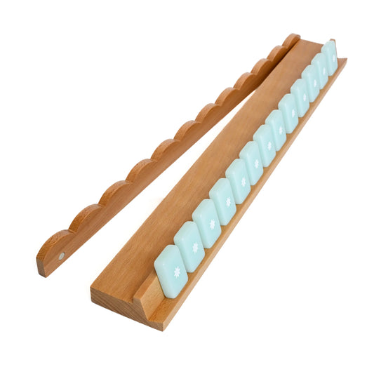 Beechwood Mahjong Rack and Pusher, Set of 4