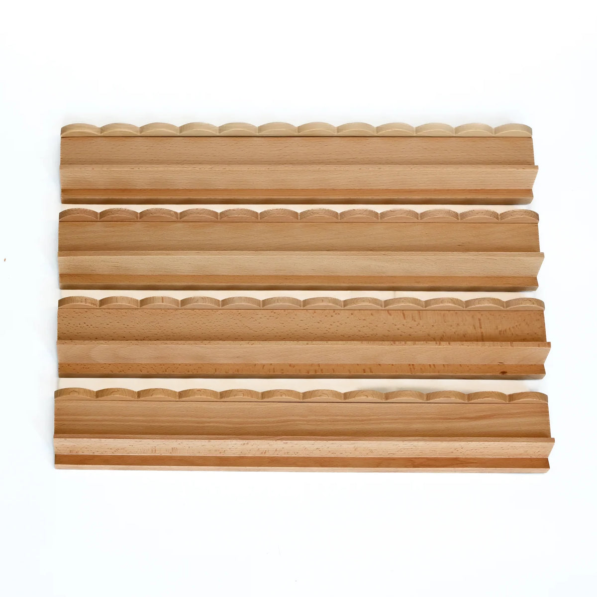 Beechwood Mahjong Rack and Pusher, Set of 4