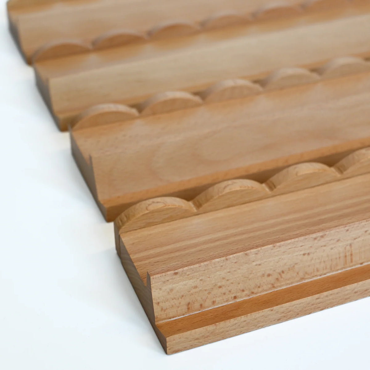 Beechwood Mahjong Rack and Pusher, Set of 4