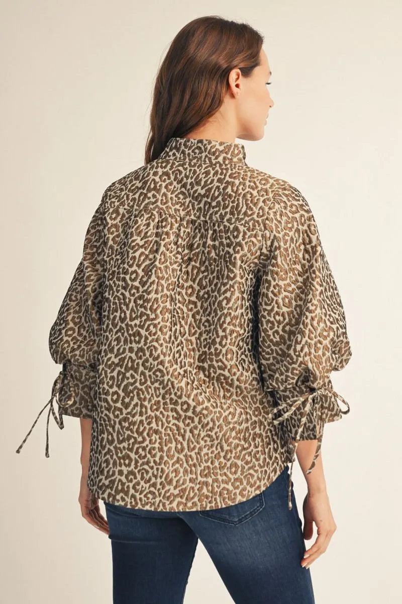 3/4 Sleeve Leopard Top
