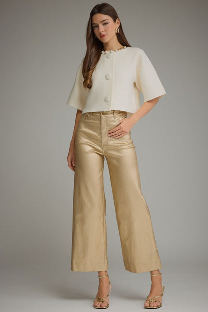 Gold Metallic Wide Leg Pants