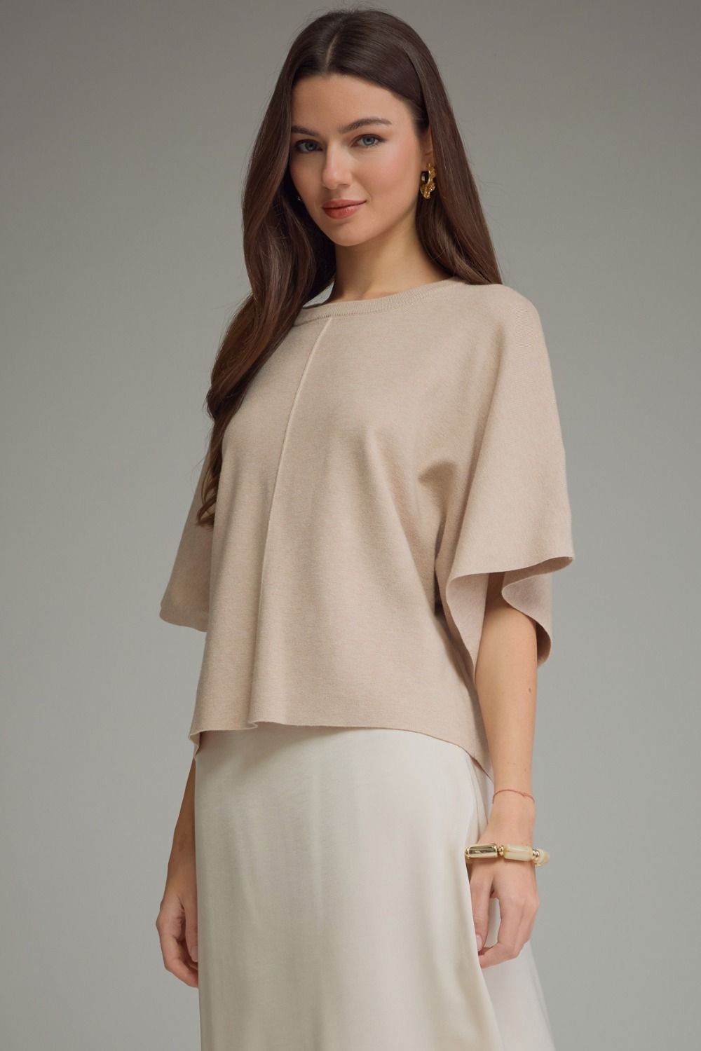 Short Sleeve Knit Top-Oatmeal