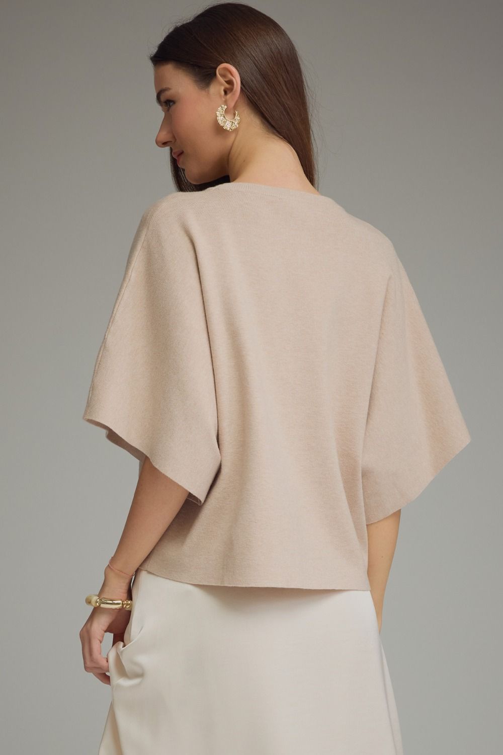 Short Sleeve Knit Top-Oatmeal