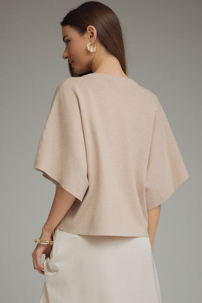 Short Sleeve Knit Top-Oatmeal