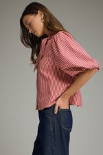 Short Sleeve Wine Striped Top