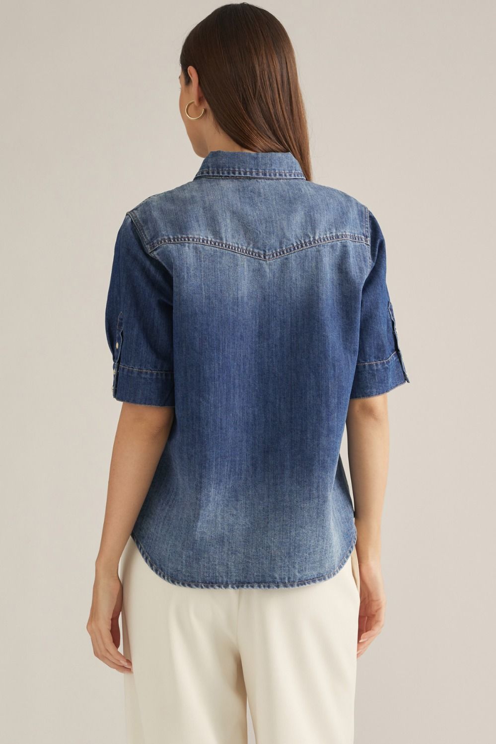 Denim Snap Button Down Top
