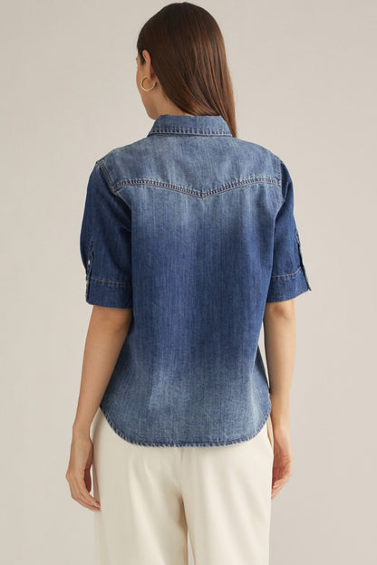 Denim Snap Button Down Top