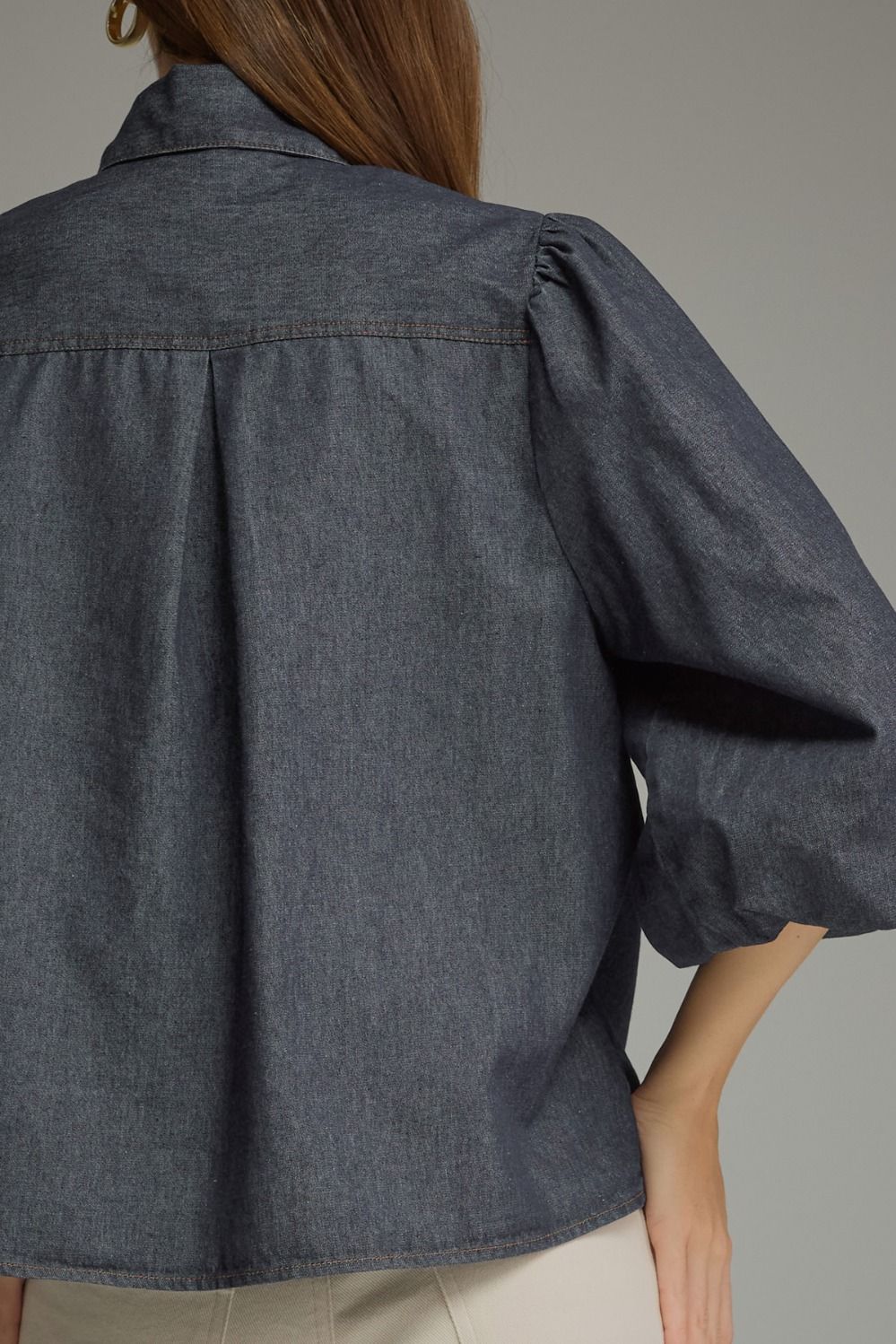 Dark Denim Puff Sleeve Top